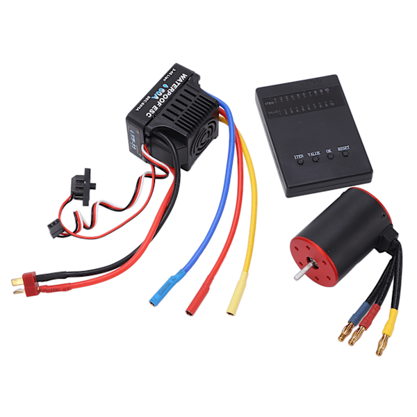 3650 3900KV Vandtæt Børsteløs Motor med 60A ESC og Programmeringskort til 1/8 1/10 RC Bil