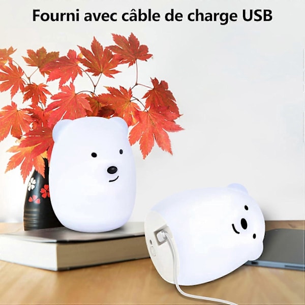 Børne Natlampe Bjørn LED Natlampe Soveværelseslampe 9 Farver Baby Natlampe Multi-Farve USB Genopladelig Natlampe med Fjernbetjening Gave f