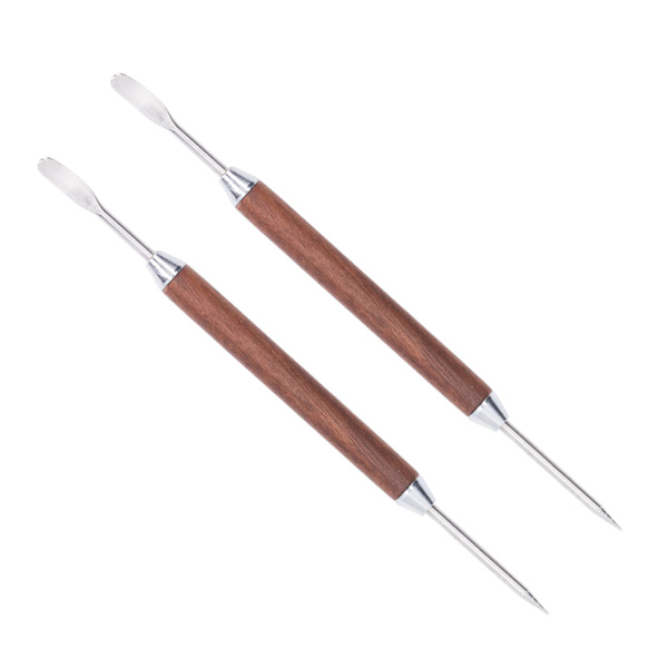 2 stk kaffekunstpenn i trehåndtak rustfritt stål kaffefantasinål for DIY-dekorering