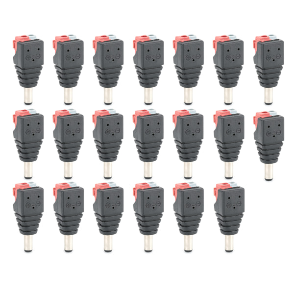 20 stk 5,5x2,1 mm hannkontaktkabelterminal DC-strømpluggadapterkontakt for LED-lysstrimmel