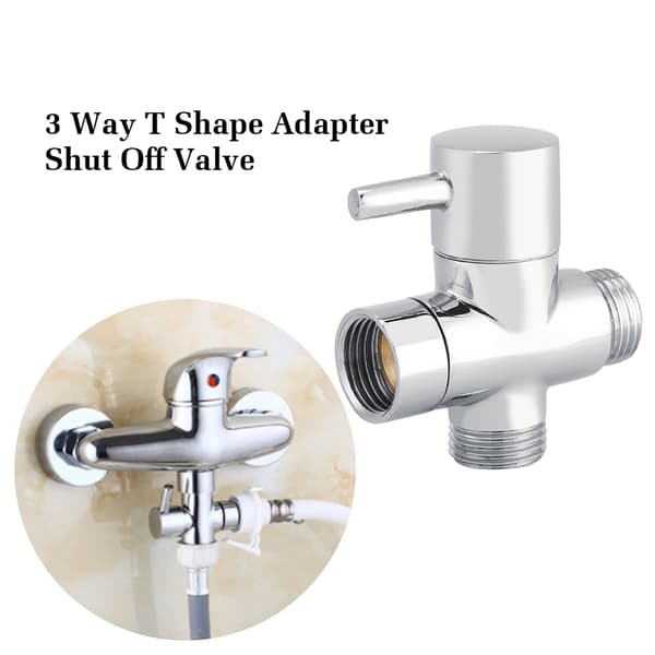 3-veis T-formet avleder avstengningsventil dusj toalett bidet sprøyte vannadapter kromfarge
