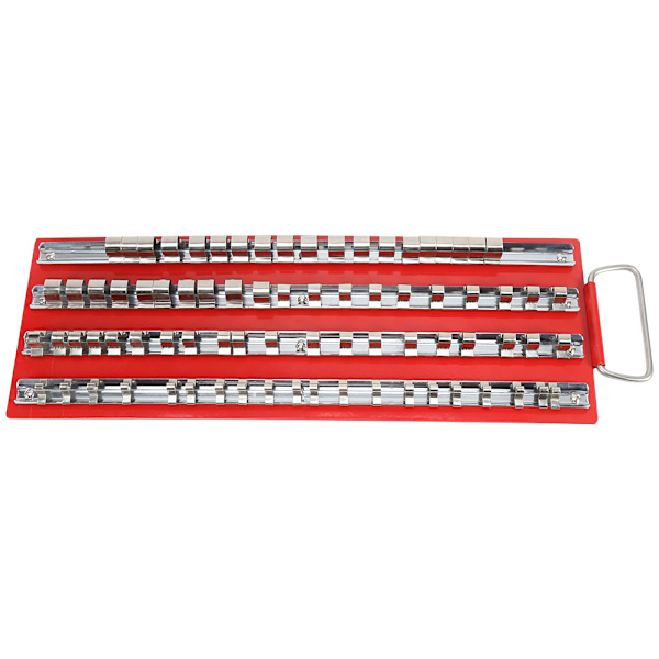 Heavy Duty Socket Bakke Rack Organizer 1/2 1/4 3/8 Tommer Garage Værksted Skinne Værktøj Holder 80 stk.