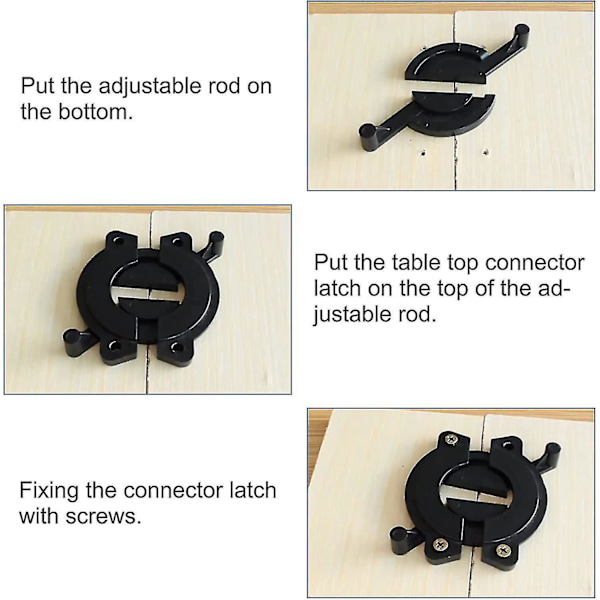 Bordsskiva Connector - Set med 4 plastmatbordslås, träningsbordsanslutningslås, skrivbordskombinationsfästen (svart)
