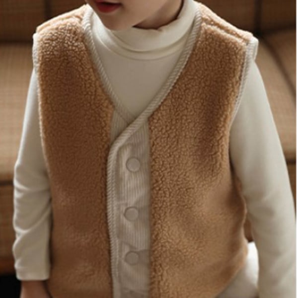 Barn Fuzzy Vest Dobbeltsidig Stil Vest Mote Alle Matchet Vinter Vest Jakke 90cm/35.4in