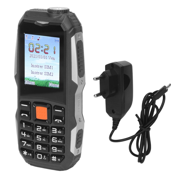 Q1 2G Mobiltelefon Olåst Dual SIM Smartphone med stora knappar 2800mAh batteri Mobiltelefon för äldre 100‑240V svart EU-kontakt