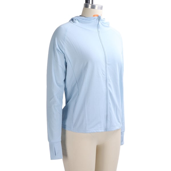 Solskyddsjacka för kvinnor UPF 50+ utomhus andas långärmad luvtröja med UV-skydd (blå)(XL/2XL)