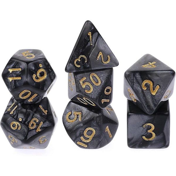 7-osainen DND-nopan sarja Dungeons & Dragons -peliin, violetti Nebula monisivuinen noppa RPG roolipeli pöytäpeli (musta)