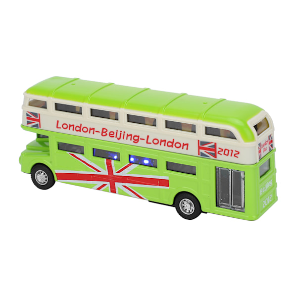 1:90 Børns Dobbeltdækker Bus Legetøj Børn Lyd Lys Simulation Legering Træk Tilbage Bil Legetøj(Grøn )