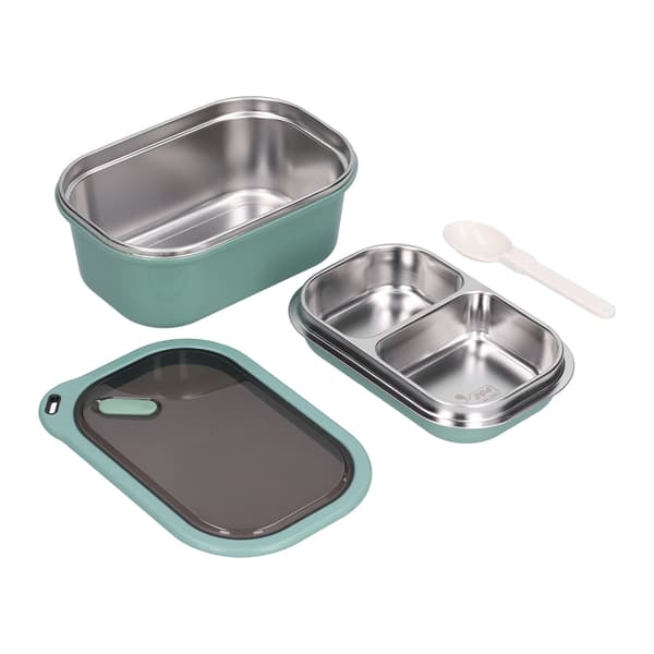 1,2L Bento-låda i rostfritt stål Dubbellager Läcksäker Förseglad Matbehållare Förvaringslåda för Skolpicknick (Grön)