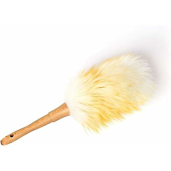 Liten Dammvippa, Mjuk Ulltrasa, Antistatisk Mikrofiberduk med Trähandtag, Lämplig för Hem Bil Möbler Skrivbord Bok Dammtorkning 33cm,
