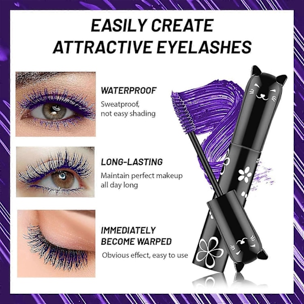 Farverig Mascara, Vandfast Langtidsholdbar Tyk Mascara (Lilla)