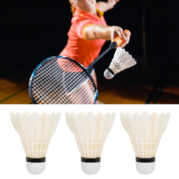 3st Badminton Small Board Fjädrar Ankfjäder träningsbollar Vindtäta för utomhussporter (Vit)