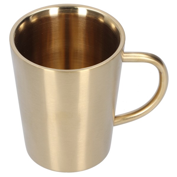 340 ml 304 rostfritt stål ölmugg kaffevattenkopp med handtag dubbelväggig dryckesvara guld