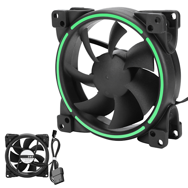 12V 24CFM LED-kylfläkt 1500RPM tyst CPU-kylare datorchassiradiatorgrön