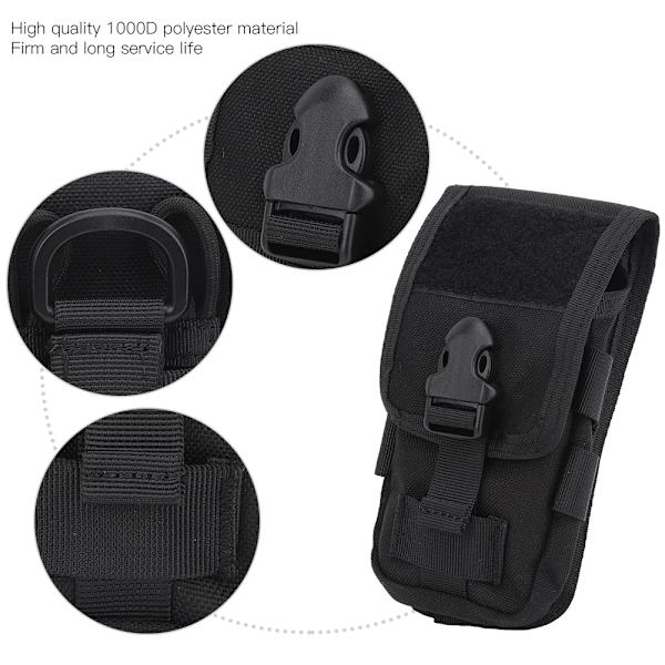 LB-14 1000D polyesteri kaksikerroksinen ulkona riippuva matkapuhelinlaukku Tactics monitoiminen EDC vyötäröpakkaus, musta 4 tuumaa