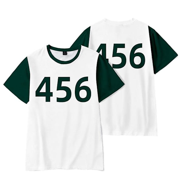 Squid Game Naisten Cosplay- set lyhythihaisella T-paidalla - 456 L