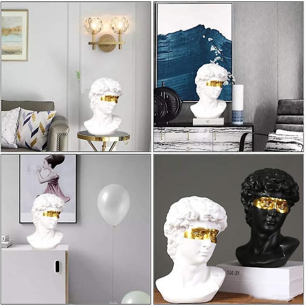 Buste af David resin statue guldmaling bøjet blind græsk statue resin statue menneskelig statue skulptur familie borddekoration (hvid)