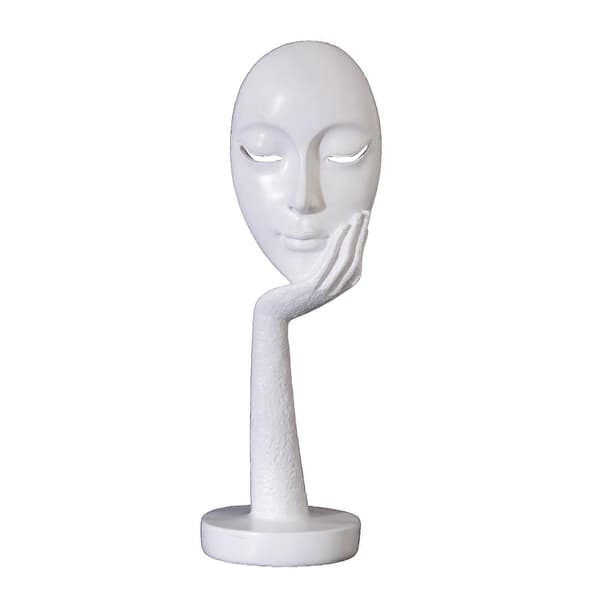 Abstrakt Kontemplativ Skulptur - Trefarvet & Elegant - Gave til Kunstelskere
