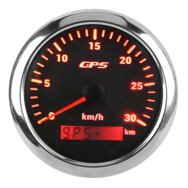 85mm Marine Auto GPS Speedometer Universal Speed Odometer 9‑32V med 7 farvet baggrundsbelysning til bil, båd, RV, yacht - Sort