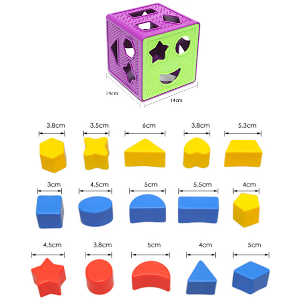Baby Blokker Form Sorter Leke Farge Gjenkjenning Form Leker med Fargerik Sortering Terning Boks Gave til Gutter og Jenter