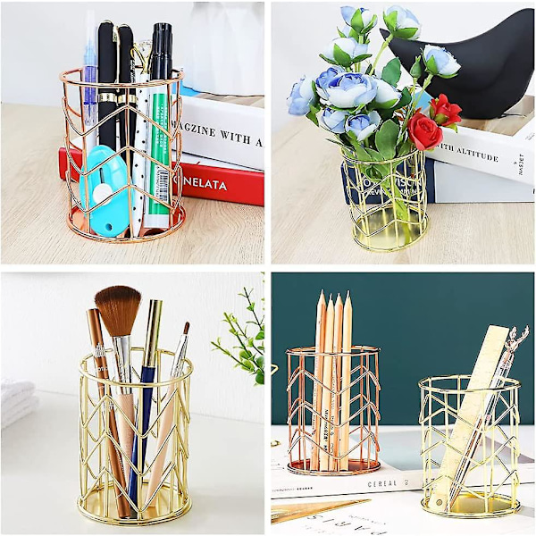 2 STK Makeup Organizer og Opbevaring, Holdbar Makeup Organizer i Metal, 2 Farver Makeup Børsteholdere Kosmetiske Børster Opbevaring til Eyelinere Øjenbryn Blyanter