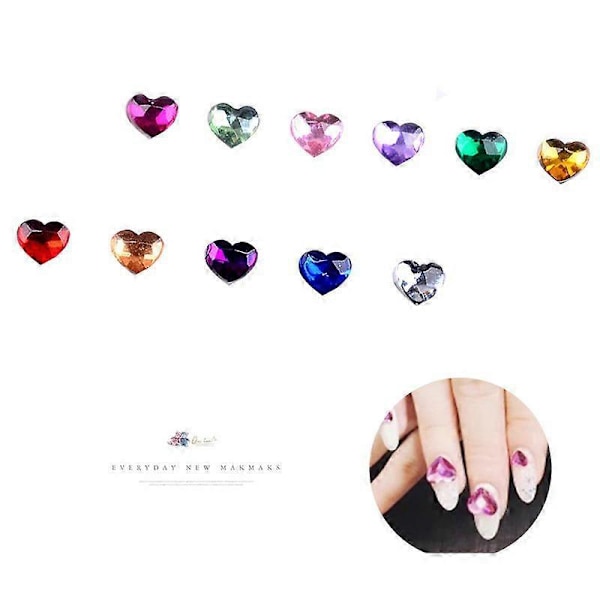 Engångs 3D Akryl Hjärta Nagelkonst Dekoration Set Smycken Ornament för Nagelkonst