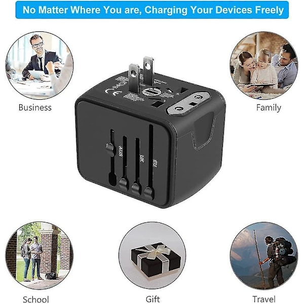 Universell reseadapter med 4xUSB väggladdare - Europeisk adapter - Världsomspännande AC-uttag