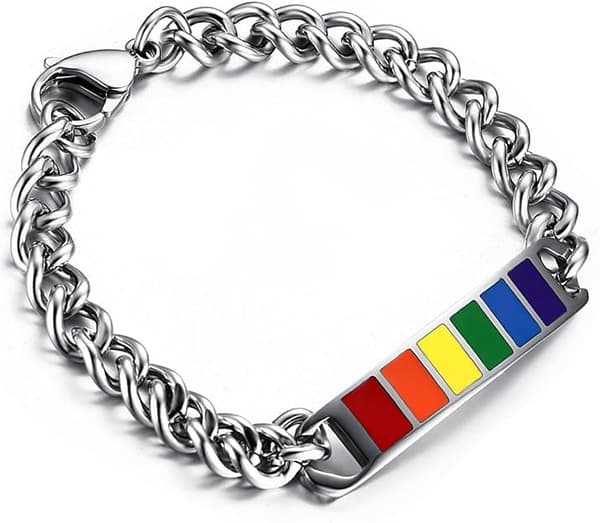 Pride-kædearmbånd, manchetarmbånd i rustfrit stål, unisex regnbuearmbånd til mænd og kvinder