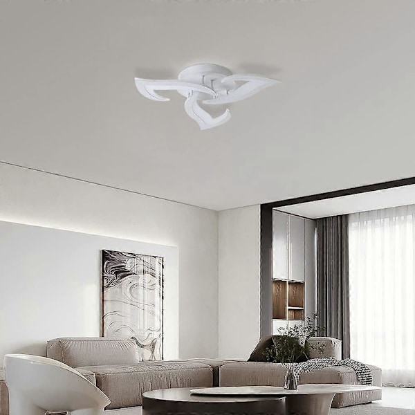 Moderne akryl bladformet 36W LED taklampe med 3 petalformede lamper, 6500K kaldhvit, egnet for soverom, stue.