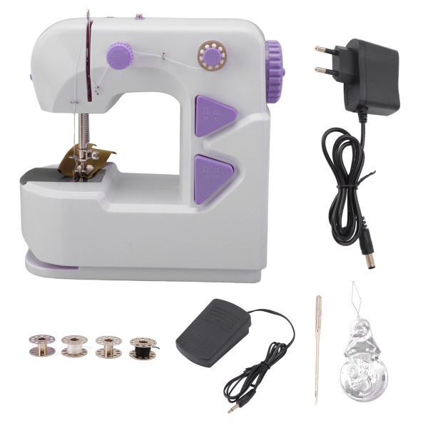 Mini symaskine Bærbar Hjem Elektrisk Micro Mini Desktop Symaskine 100‑240V til små projekter Hurtige reparationer EU-stik