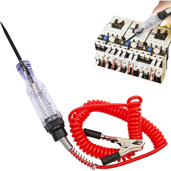 Bilsikringstester - 6-24v DC Bilkredsløbstester Med Indikatorlys, Digital LED Med Spids Sonde, To-Vejs