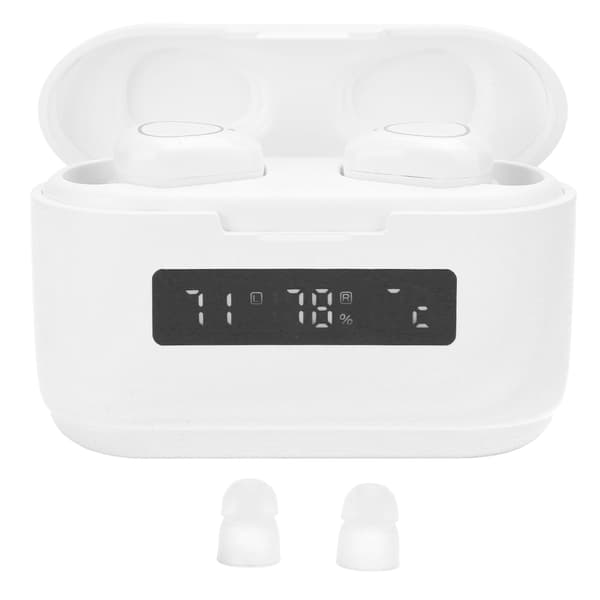 G40 Bluetooth 5.1 True Wireless hörlurar med LED-strömdisplay, touchkontroll, magnetiska öronsnäckor, vit