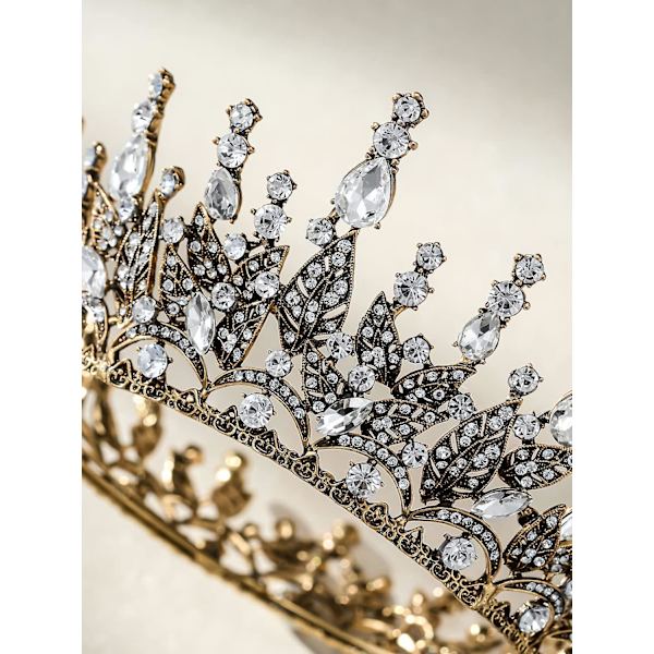 Mørk Gotisk Rhinestone Dronningkrone - Elegant Hodeplagg for Bryllup, Cosplay og Ball