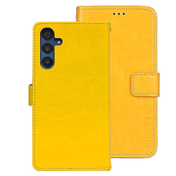 För Samsung Galaxy A15 5G Fodral Crazy Horse Textur Läder Plånboksfodral-B6 Gul