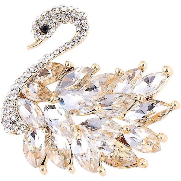 Svanformad Brosch Nål Legering med Zirkon Emalj Kristall Strass Mode Smycken Present till Kvinnor