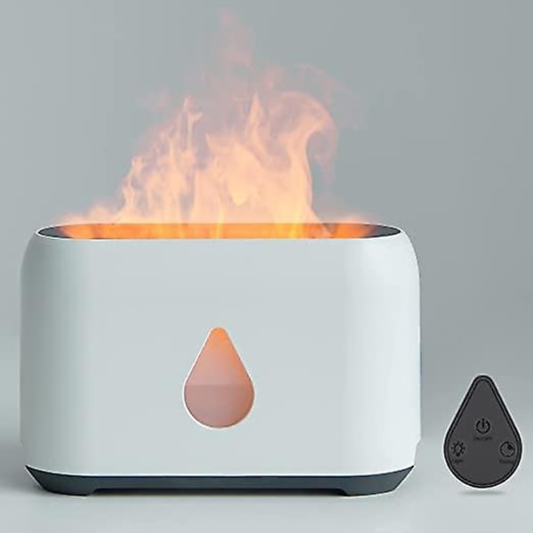 Eteriske Oljer Diffuser med Flammeeffekt Lys - Luftfukter med 3 Timere og Justerbar Lysstyrke - Diffuser med Fjernkontroll for Hjem, Seng