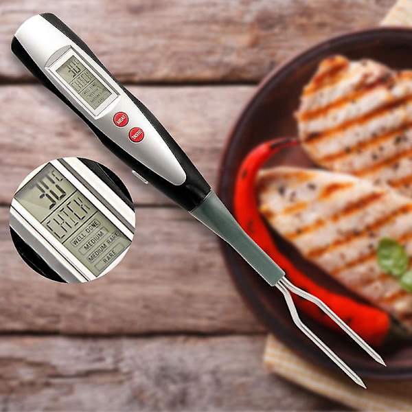 Grillgaffel med Digital Kötttermometer - Omedelbar Avläsning, Noggrann Temperatur för Grillat Kött, Biff, Fläsk, Kalkon