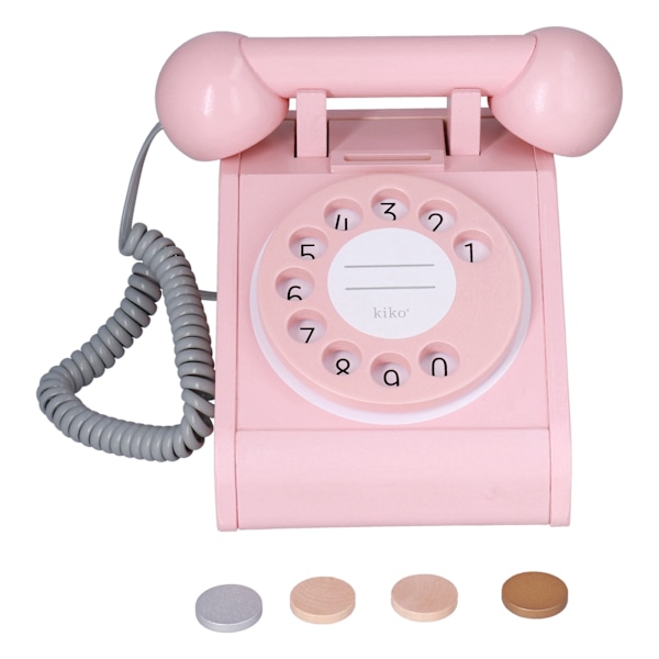 Børns simuleringstelefonlegetøj Retro interaktivt fastnettelefonlegetøjPink