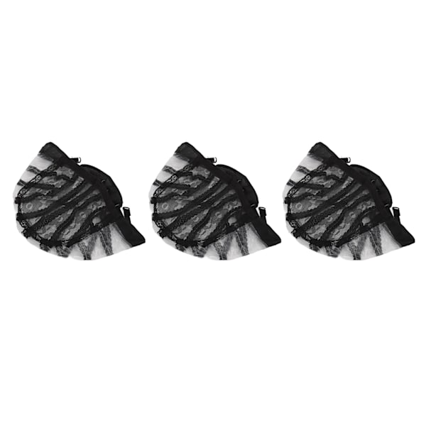 3 STK Elastisk parykk Nettinghette Svart Nylon Pustende Strekkbart Fake Hårtrekk for Cosplay Makeup