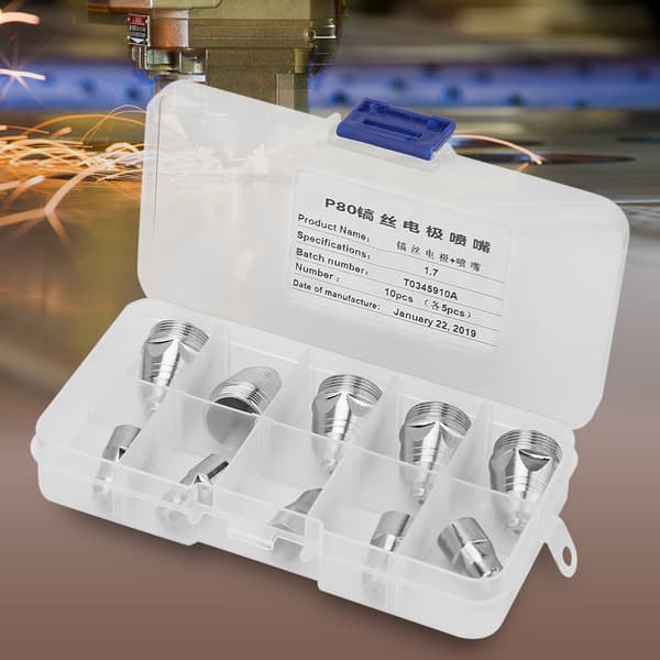 P80 Elektrode Dyse Plasma Forbruksvare Kutter Brennerspiss Sett 5 stk (5 stk Silkeelektrode)
