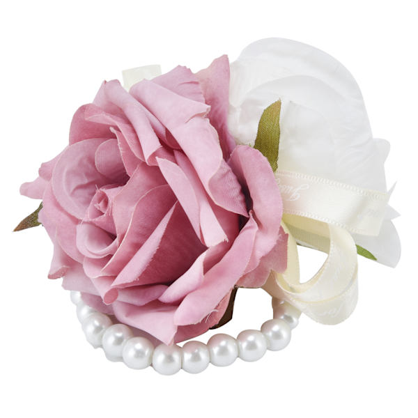 Brudehåndledd Blomst Brudepike kunstig håndledd Corsage armbånd til bryllupsdag Rosa