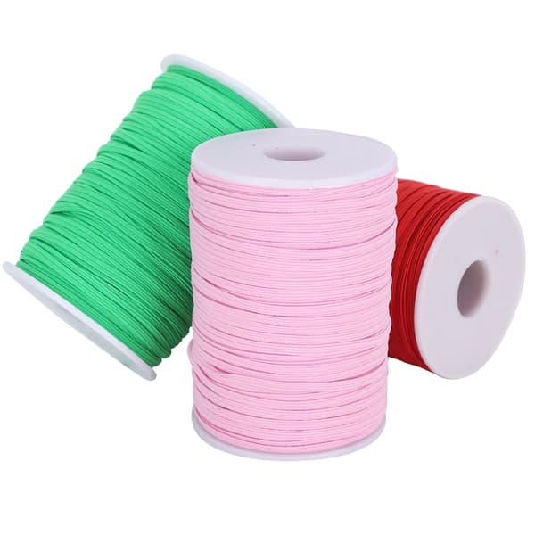 Elastisk bånd flat sytråd snor DIY erme maske laging høy elastisk 100 yard rull (rød rosa grønn)