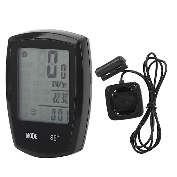 PVC Black Luminous Touching Screen Cykelcomputer Engelsk Cykel Speedometer CykeltilbehørSort Kabelført