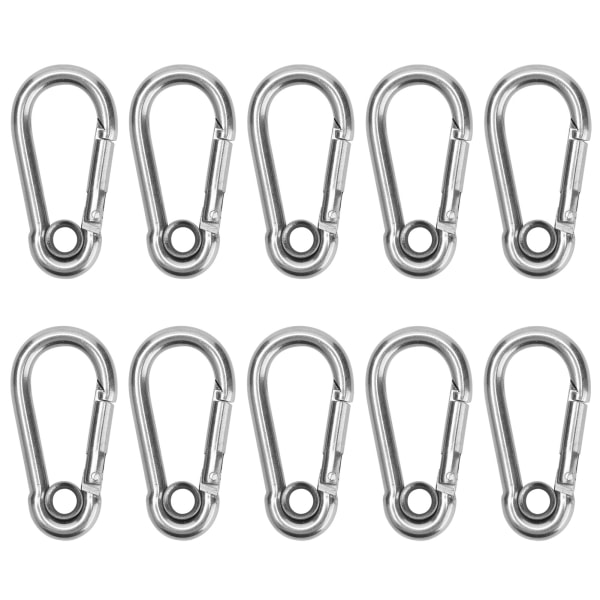10 st Snapkrok Rostfritt stål Säkerhetsrep Fjäder Karbinhake Hängande spänne TillbehörM4(4mm)