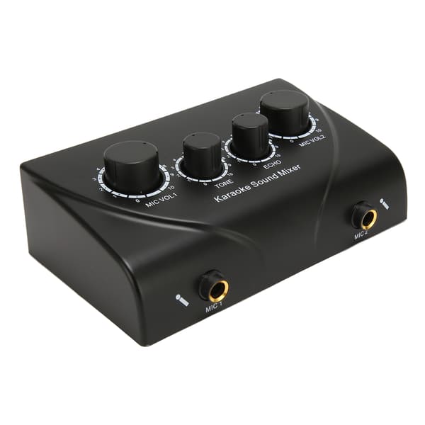 Karaoke Lydmixer Professionel Plug and Play 2 Mic Mikrofon Forforstærker til Hjemmebiografsystem 100‑240V EU-stik