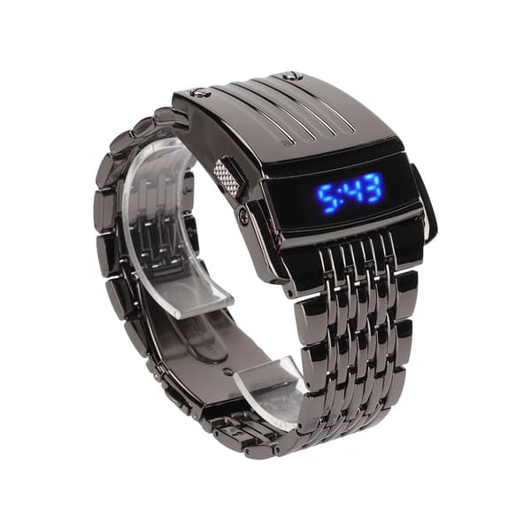 Alloy Ur LED Digital Display Quick Release Moderigtigt Herreur til Daglig Brug Sort Blåt Lys