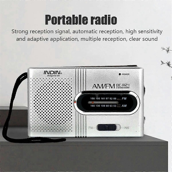 BC-R21 Bärbar Mini AM FM Radio Stereohögtalare