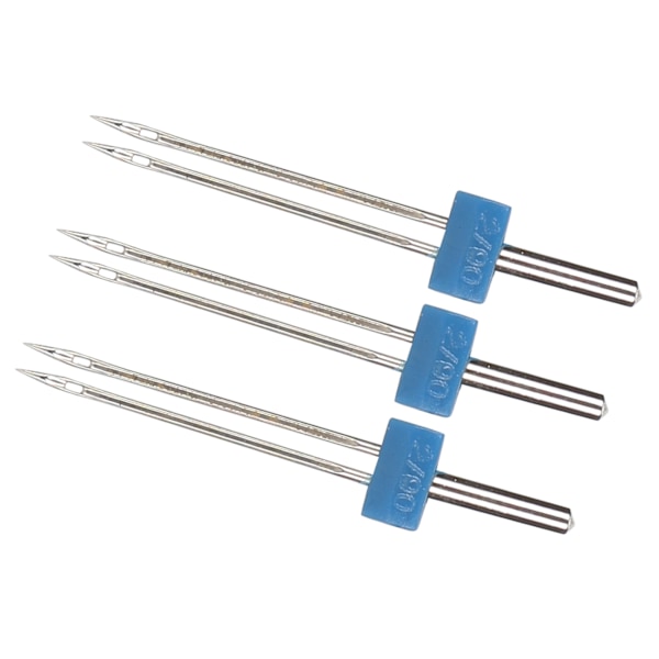 3 stk. dobbelte nåle i rustfrit stål til syning og hækling af sting - 2 mm - 3 stk./pose