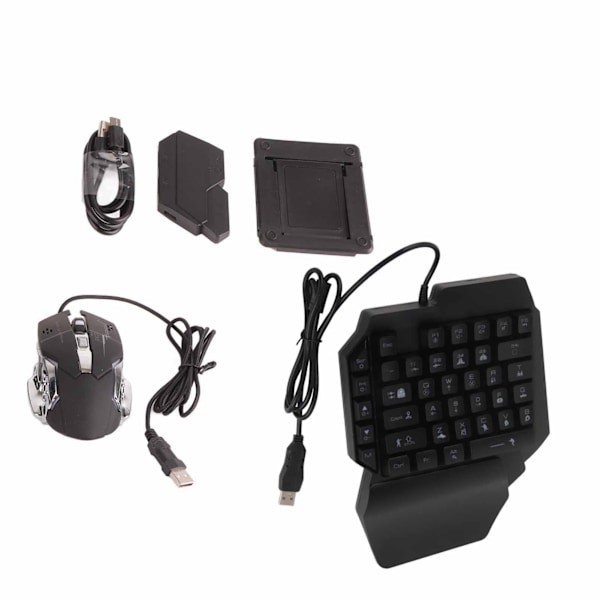Bärbar Mini Gaming Tangentbord Mus USB RGB Handledsstöd Halv Hand 35 Keys Tangentbord Mus med Converter för Android för IOS