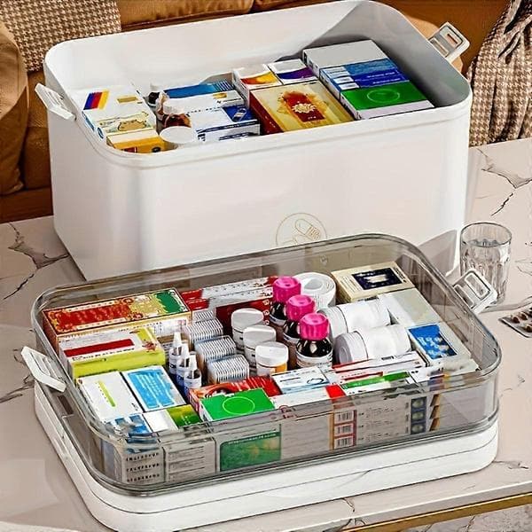 Portable Large Capacity Box, Home Kit, Family Emergency Box with Multi-layer Storage Case